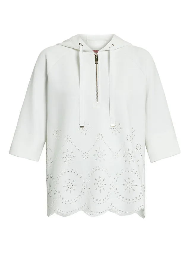 Shop Johnny Was Ardell Metallic Thermal Floral-Embroidered Hoodie