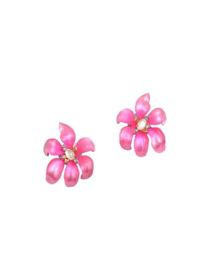 Noble Blooming Lily 18K Gold Plated Women Rose Gold Earrings