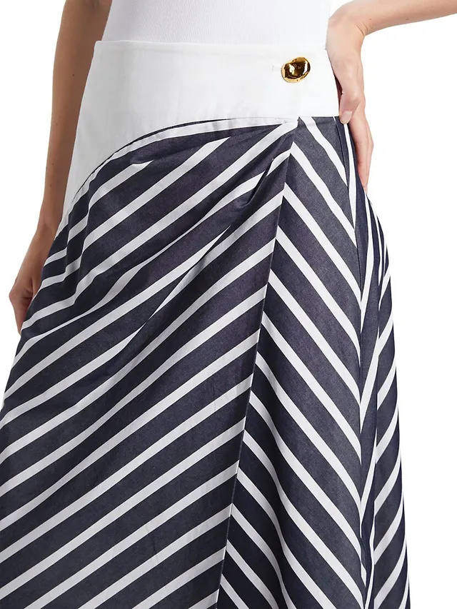 World of Crow Pleated Midi Skirt in Off White