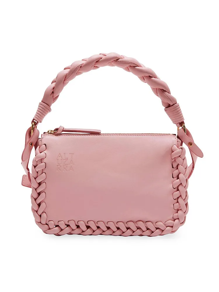 Small Braided Leather Top Handle Bag