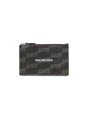 Balenciaga Signature Flap Coin And Card Holder Bb Monogram Coated Canvas -  Black