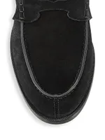 Penny No Back Suede And Croc Effect Loafers in Black - Christian