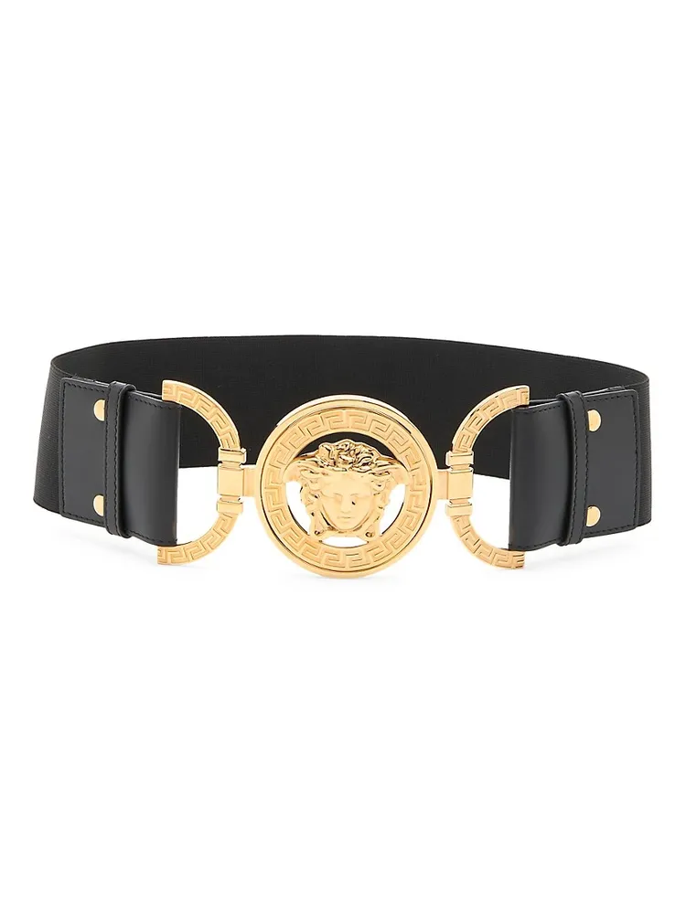 Versace Medusa Buckle Leather Belt on SALE