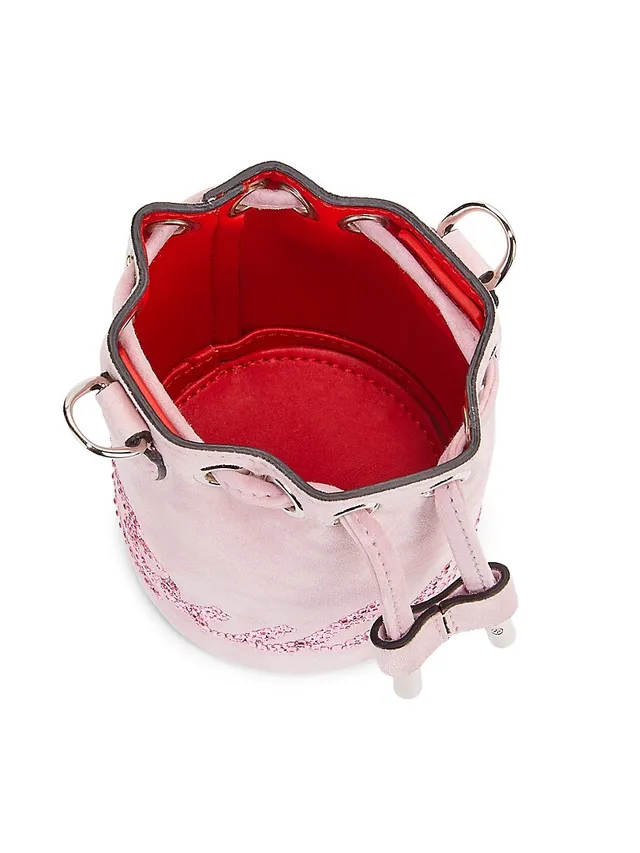 Marie Jane Embellished Suede Bucket Bag in Pink - Christian Louboutin Kids