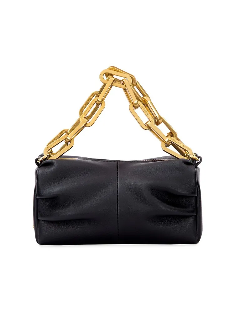 Shop Brandon Blackwood Mini Valentina Leather Chain Shoulder Bag