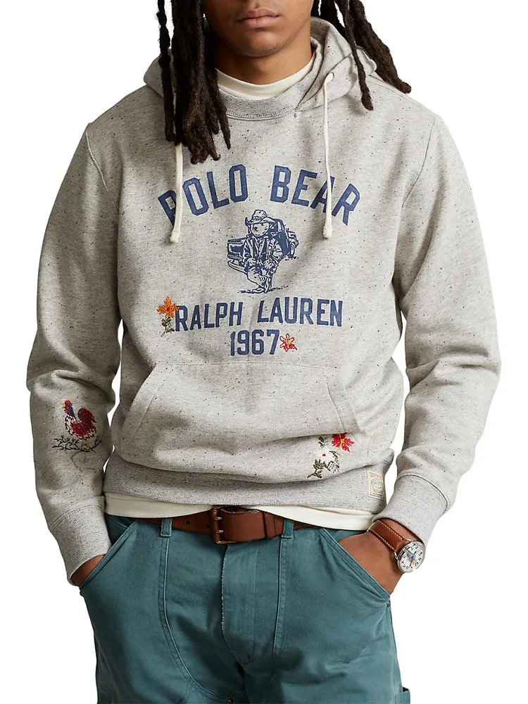 Polo Ralph Lauren Floral-Embroidered Logo Cotton-Blend Hoodie | The Summit