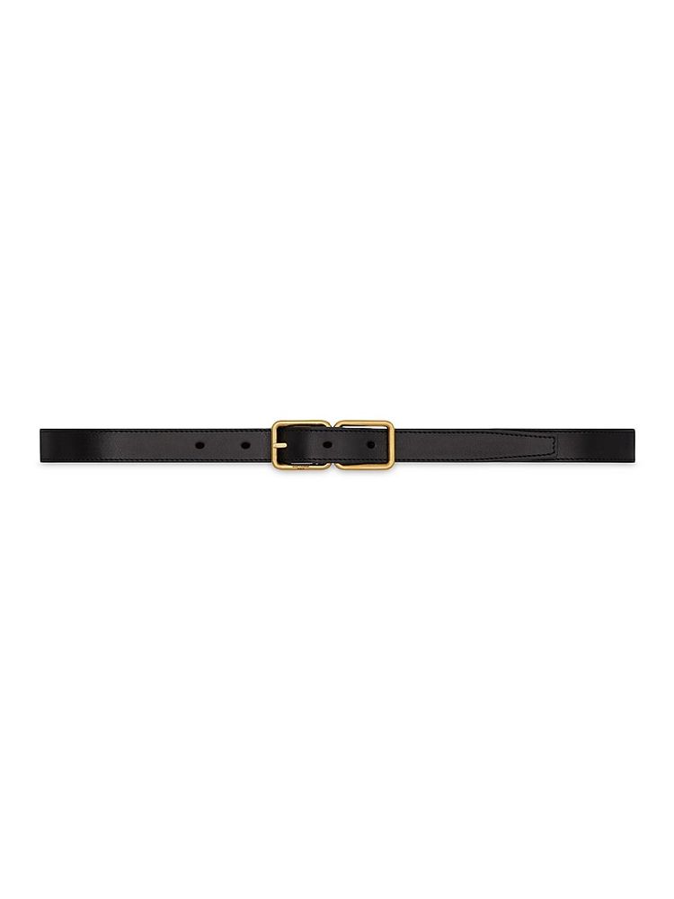 Saint Laurent Cassandre Belt In Smooth Leather - Black - Men - 90