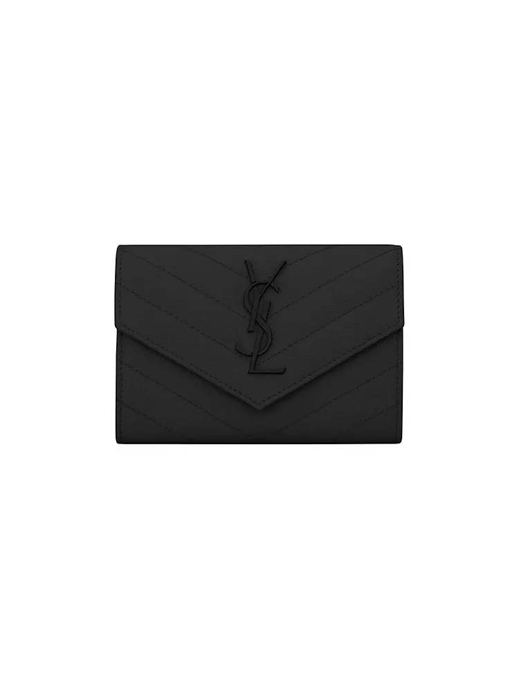 Saint Laurent Cassandre Grain De Poudre Envelope Wallet Small Dark
