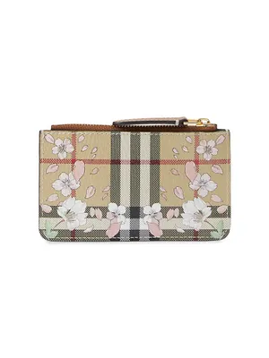 BURBERRY Trench Leather Continental Wallet Blossom Pink
