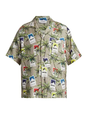 Shop Amiri California-Print Silk Hawaiian Shirt
