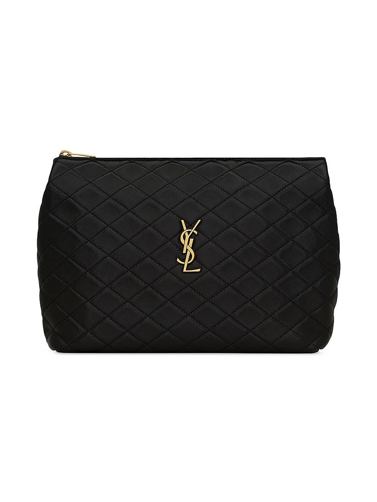 Saint Laurent Gaby Cosmetic Pouch in Quilted Leather - Nero | The Summit