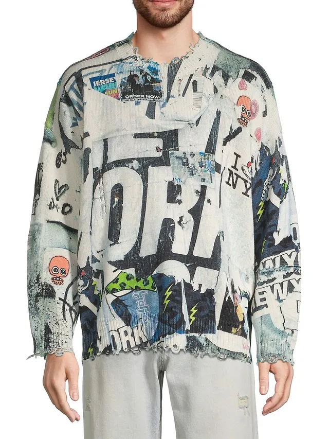 AlexPlein Men's Skull Graffiti Sweater