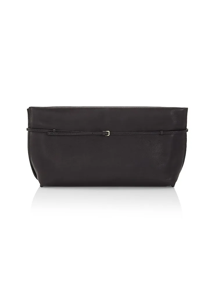 The Row, Sienna black saddle leather clutch