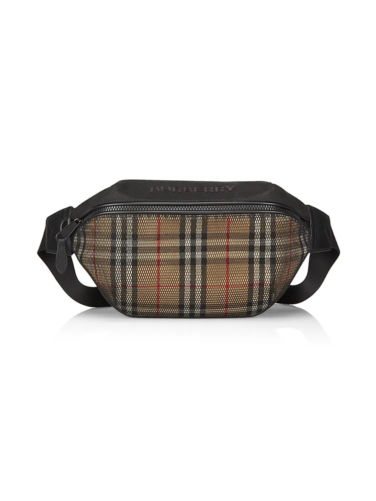 Burberry Men's Mini Cason Check Belt Bag - Charcoal