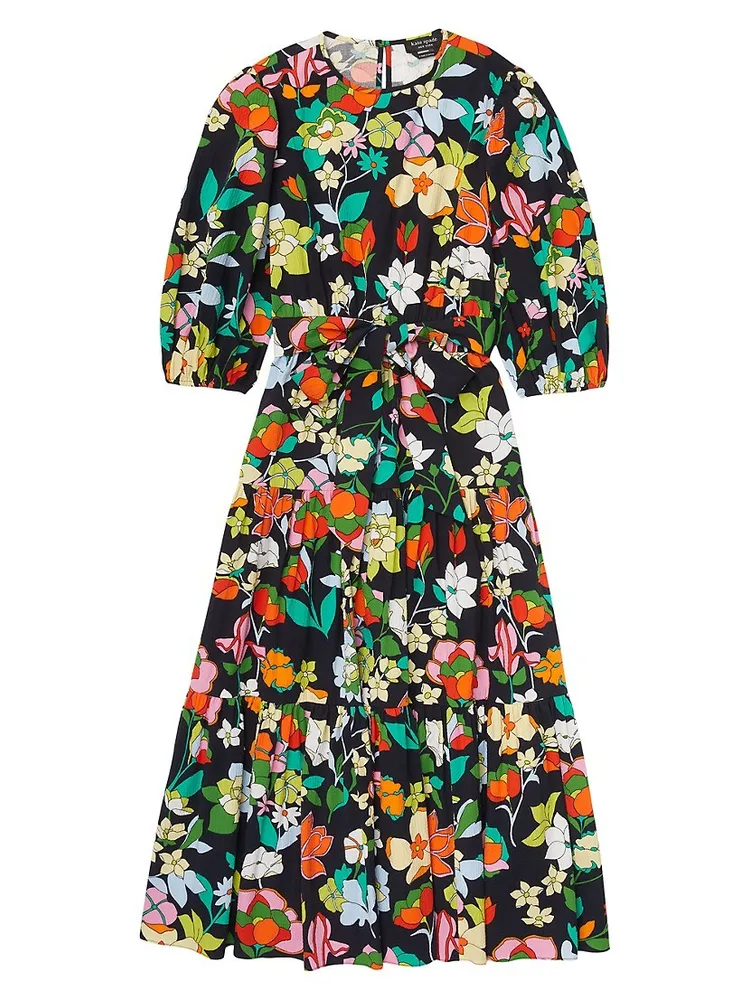 kate spade new york flower bed tiered floral-print midi dress