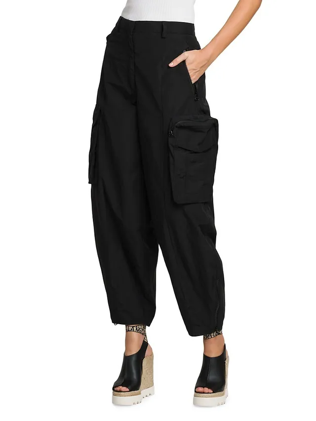 Hippona - Mid Waist Plain Drawstring Cargo Baggy Pants