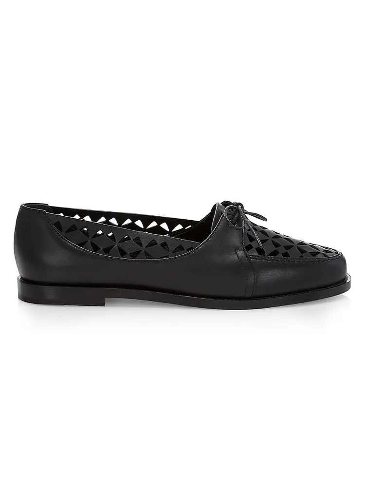 Manolo Blahnik Delirium Perforated Leather Lace-Up Loafers