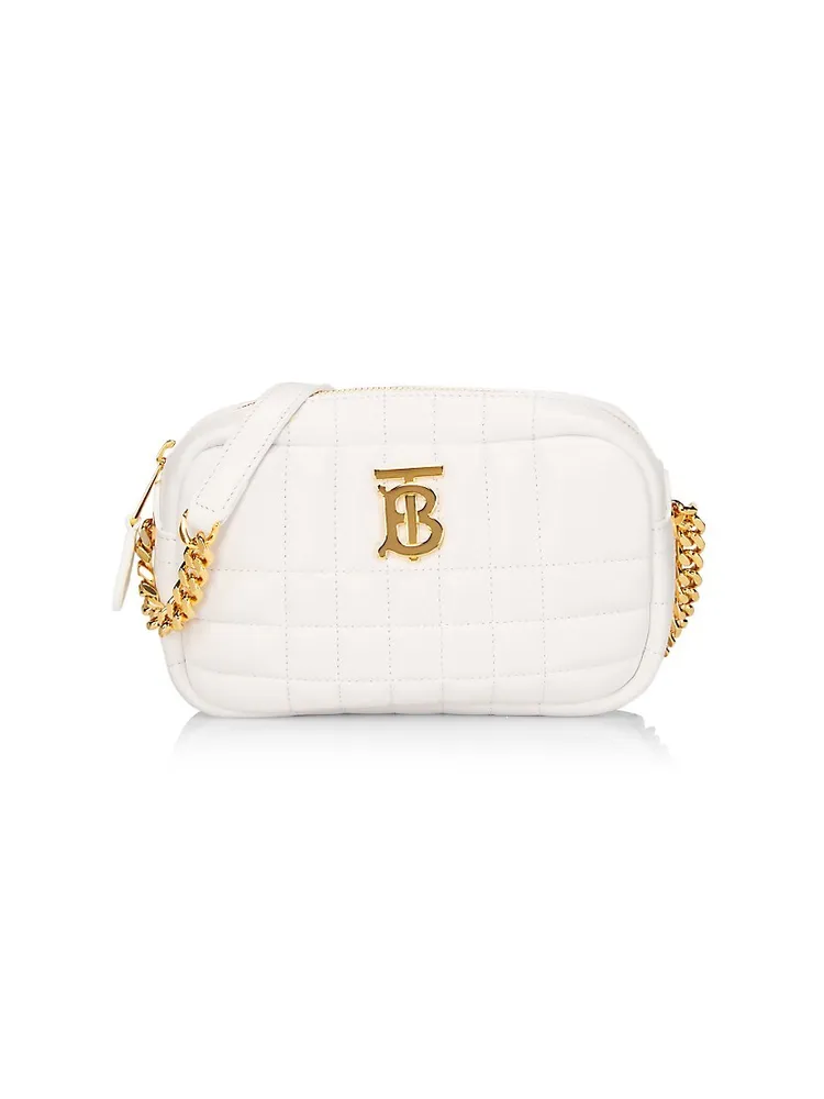 Burberry Lola Small Quilted Leather Crossbody Bag Optic White