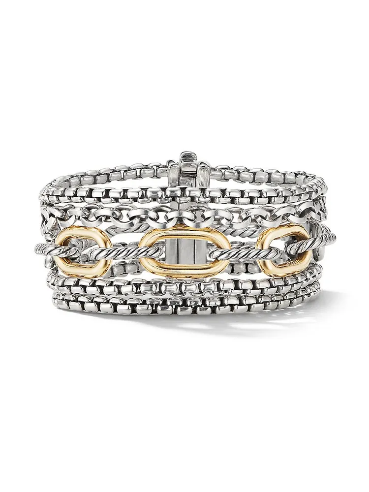 David Yurman Thoroughbred Loop Bracelet with 18K Yellow Gold in Silver