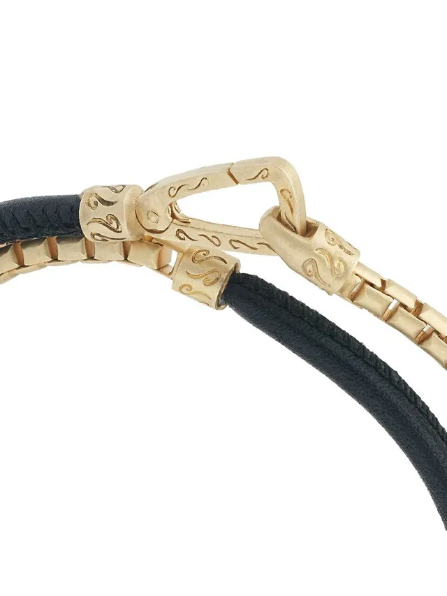 Marco Dal Maso Yellow Gold Vermeil Lash Leather Cord Bracelet