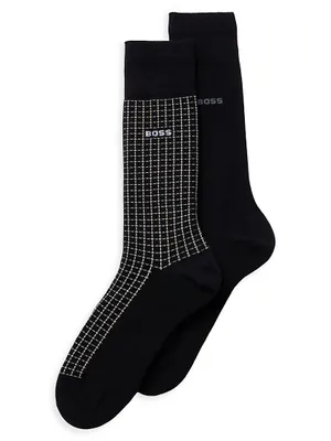 Monogram-motif socks in a mercerized cotton blend