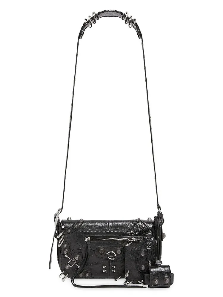 Balenciaga BB Soft Large Flap Bag Black in Leather with Aged