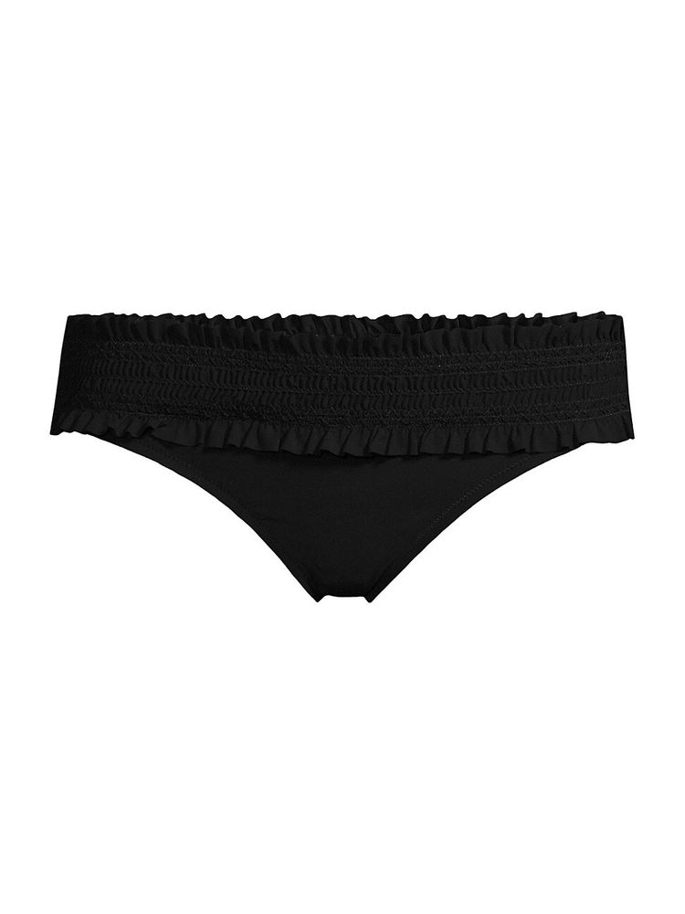 Tory Burch Women's Costa Hipster Smocked Bikini Bottom - Black | The Summit