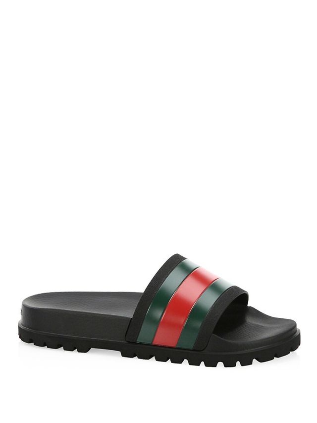 Gucci Men's Web Slide Sandals - Black | The Summit