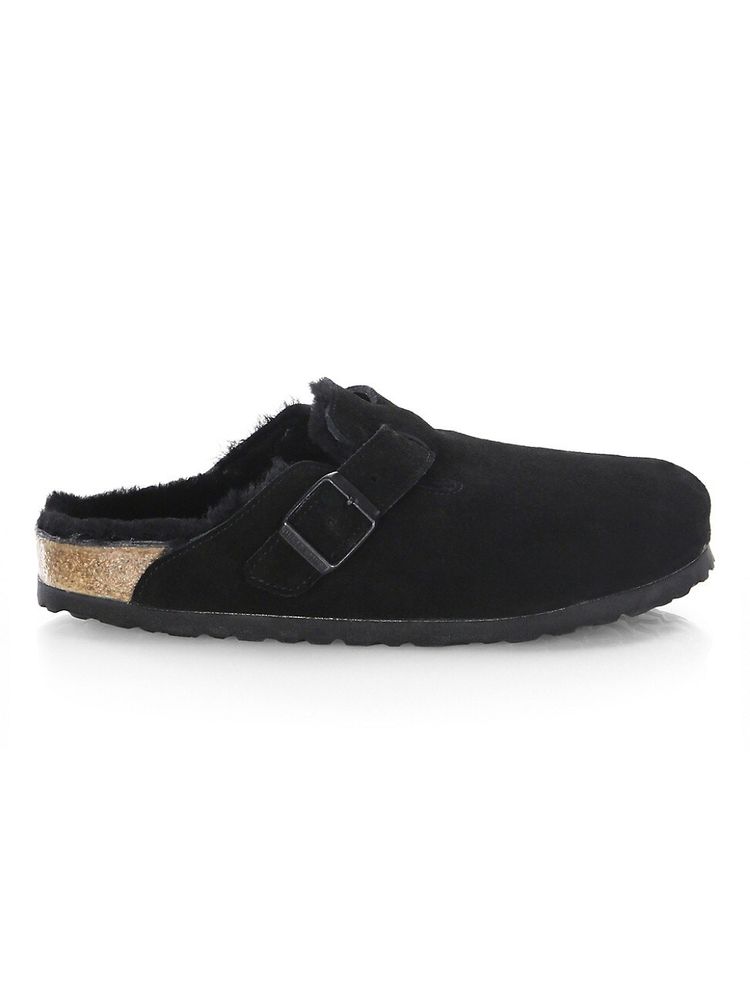 Birkenstock Women's Boston Shearling-Lined Suede Clogs - Black | The Summit