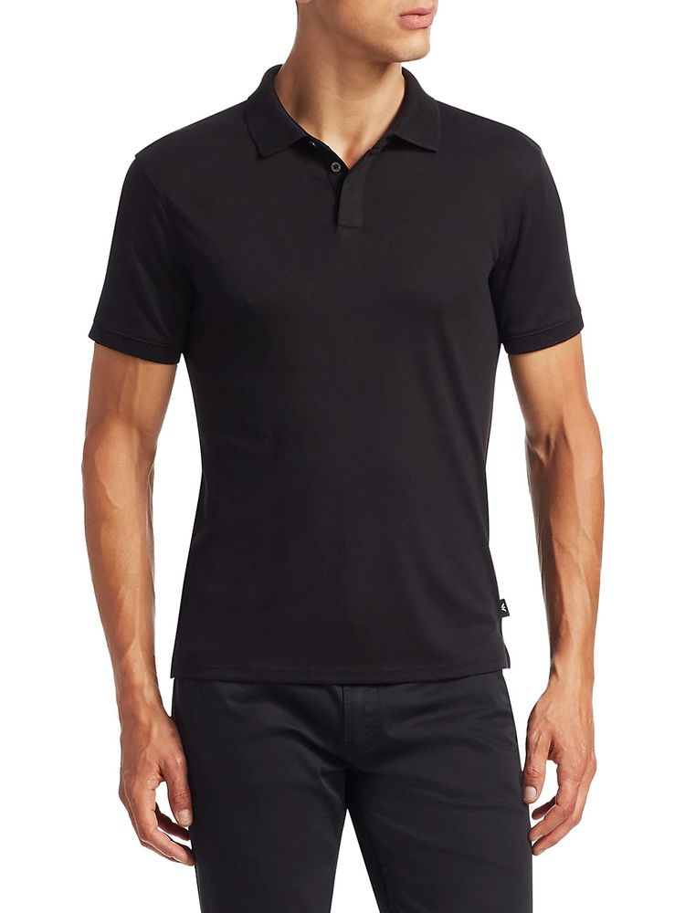 Emporio Armani Men's Textured Collar Slim-Fit Polo Shirt - Black | The  Summit