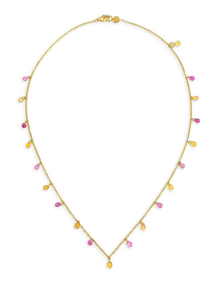 Delicate Pink Sapphire Necklace with Gold drop