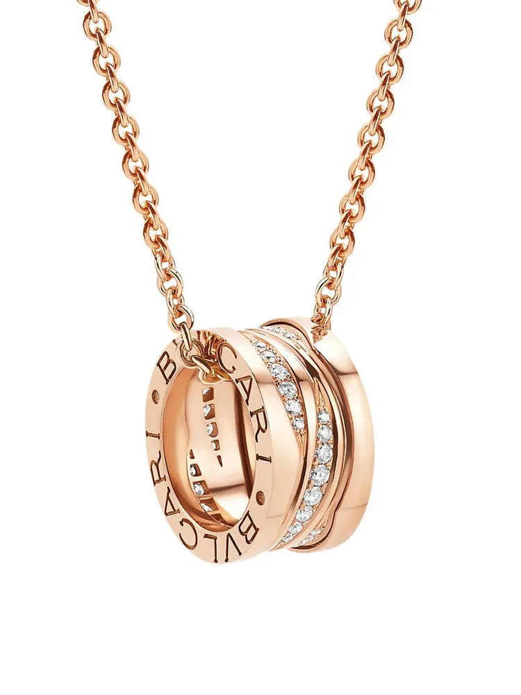 Bvlgari B.zero1 18kt Pink Gold and Ceramic Pendant with Chain