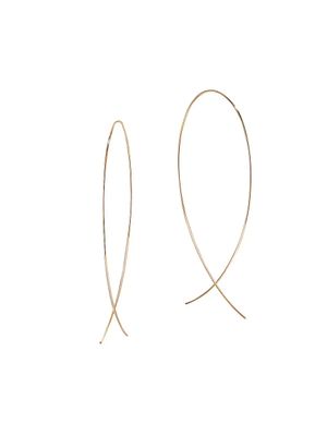 14K Yellow Gold Large Upside-Down Wire Hoop Earrings