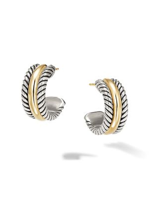 Women's Cable Classics Hoop Earrings with 14K Yellow Gold - Silver Gold
