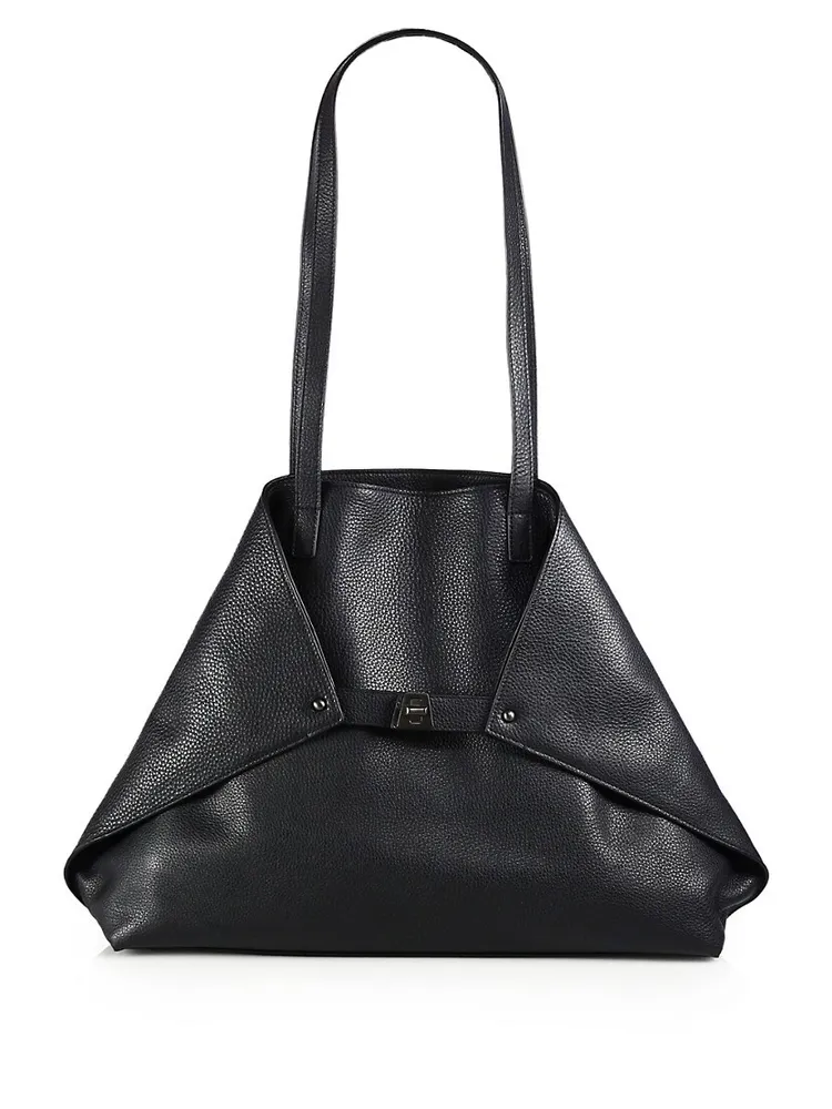 Akris Ai Medium Soft Leather Shoulder Bag Black