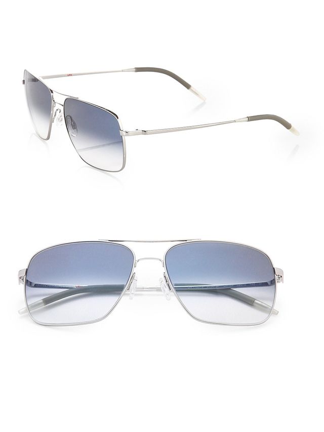 Oliver Peoples Men's Clifton 58MM Aviator Sunglasses - Silver | The Summit