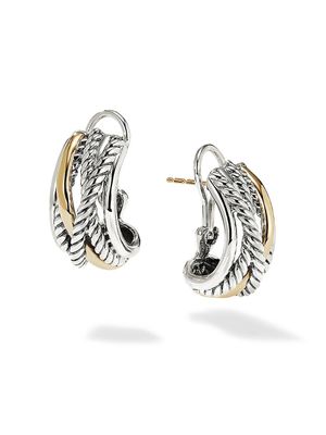 Women's Crossover Earrings with 14K Yellow Gold - Silver Gold