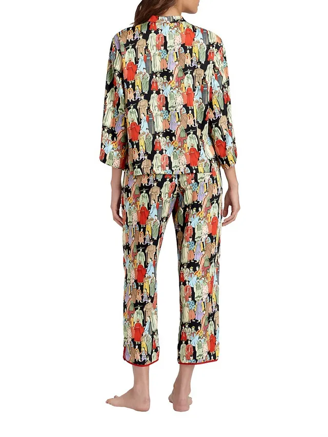 Agent Provocateur Women's Classic Contrast-Piping Silk Pajama Shirt