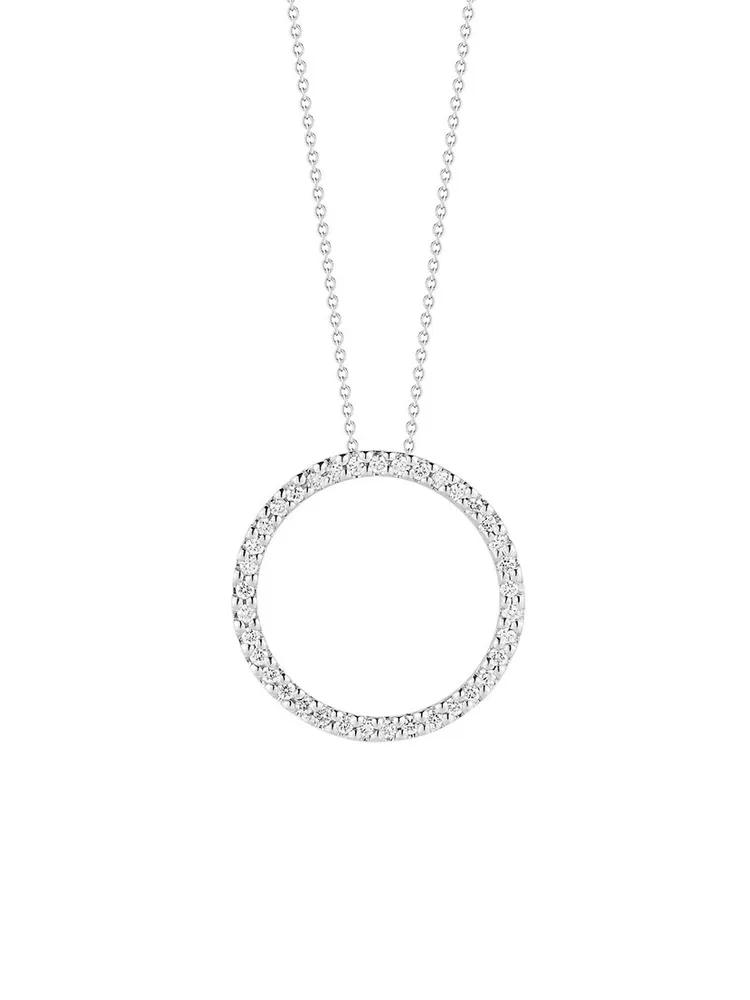 18K WHITE GOLD TINY TREASURES DIAMOND LOCK NECKLACE - Roberto Coin