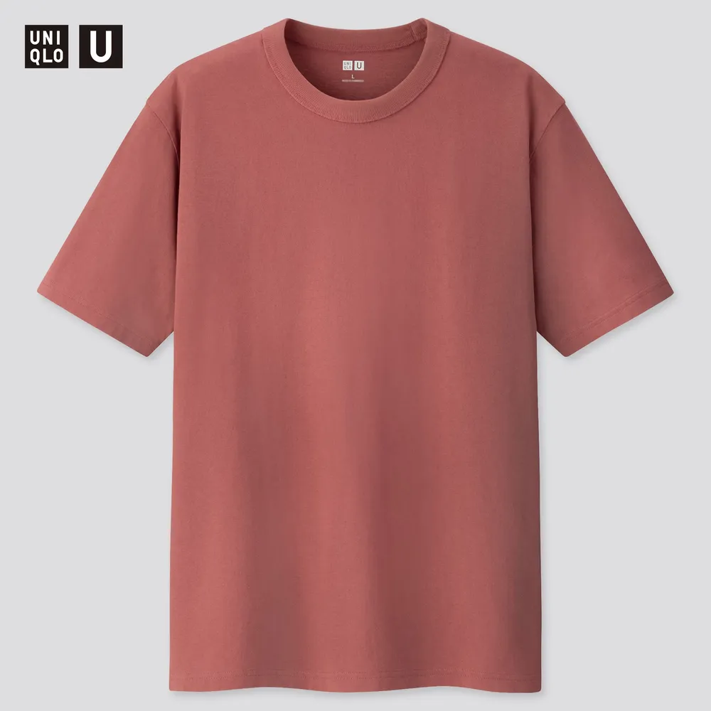 Uniqlo U Crewneck Tee/T-shirt Peach size L, Men's Fashion, Tops & Sets,  Tshirts & Polo Shirts on Carousell