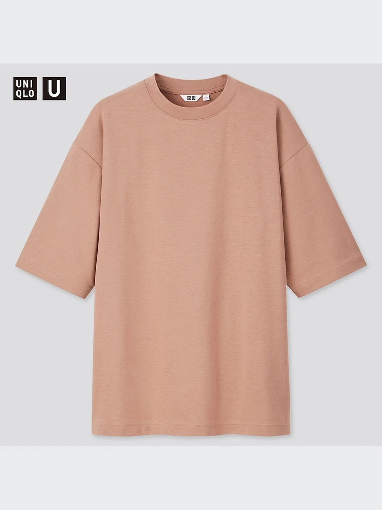 AIRism COTTON OVERSIZED CREW NECK HALF SLEEVE T-SHIRT