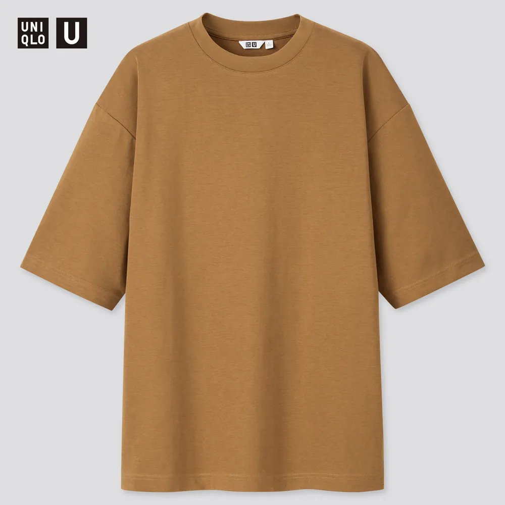 UNIQLO U AIRISM COTTON CREW NECK OVERSIZED HALF SLEEVE T-SHIRT