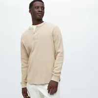 Waffle Henley Neck Long-Sleeve T-Shirt