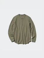 Waffle T-Shirt | Henley Neck Long Sleeve