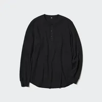 Waffle Henley Neck T-Shirt | Long-Sleeve