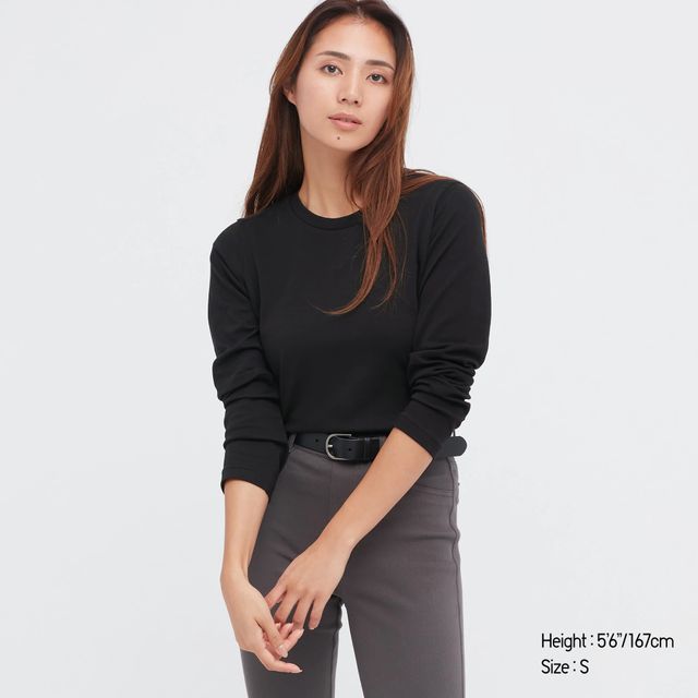 UNIQLO Smooth Stretch Cotton Turtleneck Long-Sleeve T-Shirt