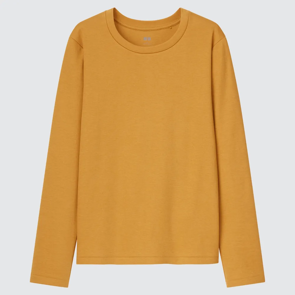 UNIQLO SMOOTH STRETCH COTTON CREW NECK LONG SLEEVE T-SHIRT