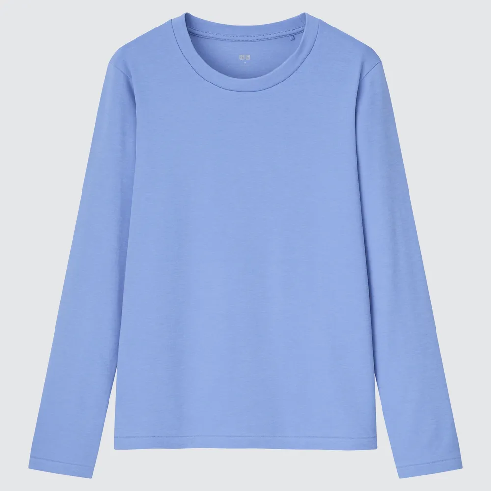 WOMEN'S SMOOTH STRETCH COTTON CREW NECK LONG SLEEVE T-SHIRT