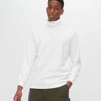 Brushed Cotton Turtleneck Long-Sleeve T-Shirt