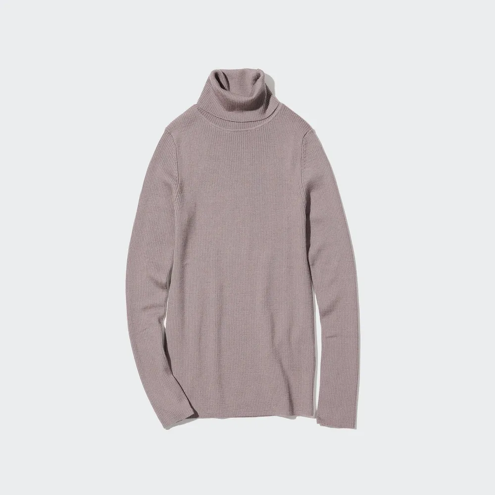 EXTRA FINE MERINO RIBBED TURTLENECK SWEATER